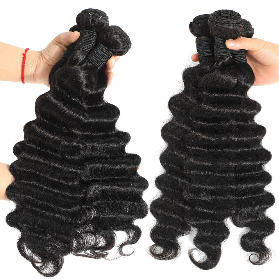 Loose Deep Wave Human Hair Bundles Extensions Natural Color