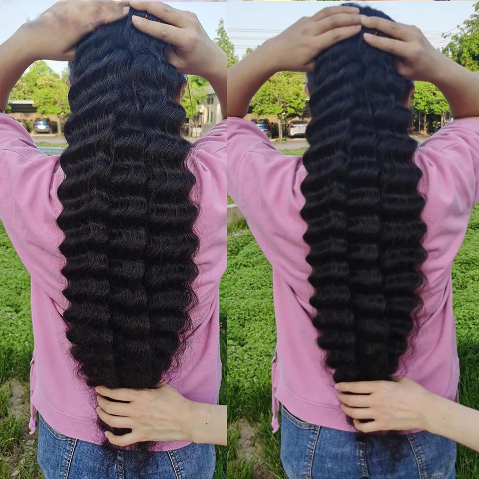 Loose Deep Wave Human Hair Bundles Extensions Natural Color